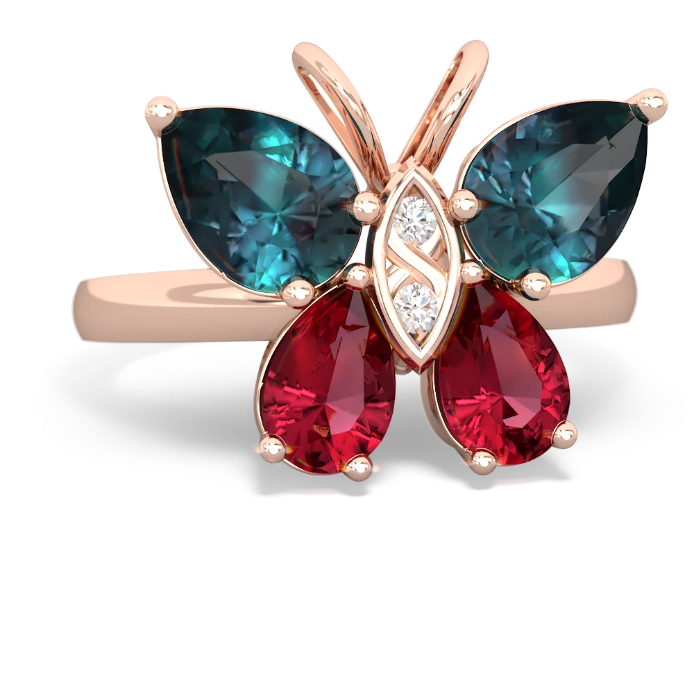 Alexandrite Butterfly 14K Rose Gold ring R2215