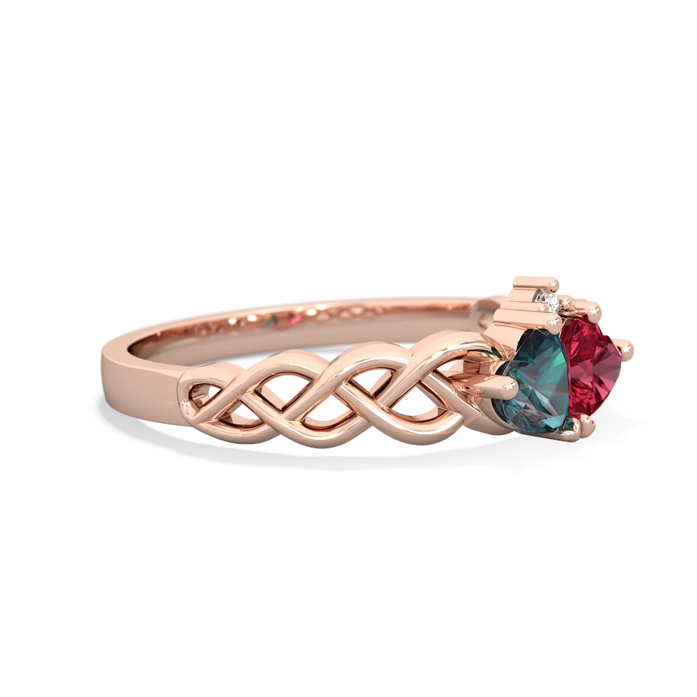 Alexandrite Heart To Heart Braid 14K Rose Gold ring R5870