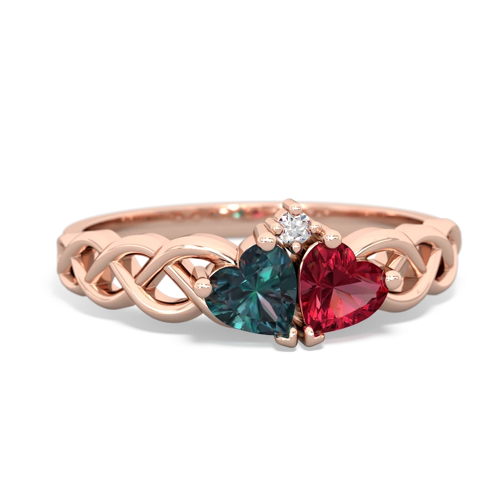 Alexandrite Heart To Heart Braid 14K Rose Gold ring R5870