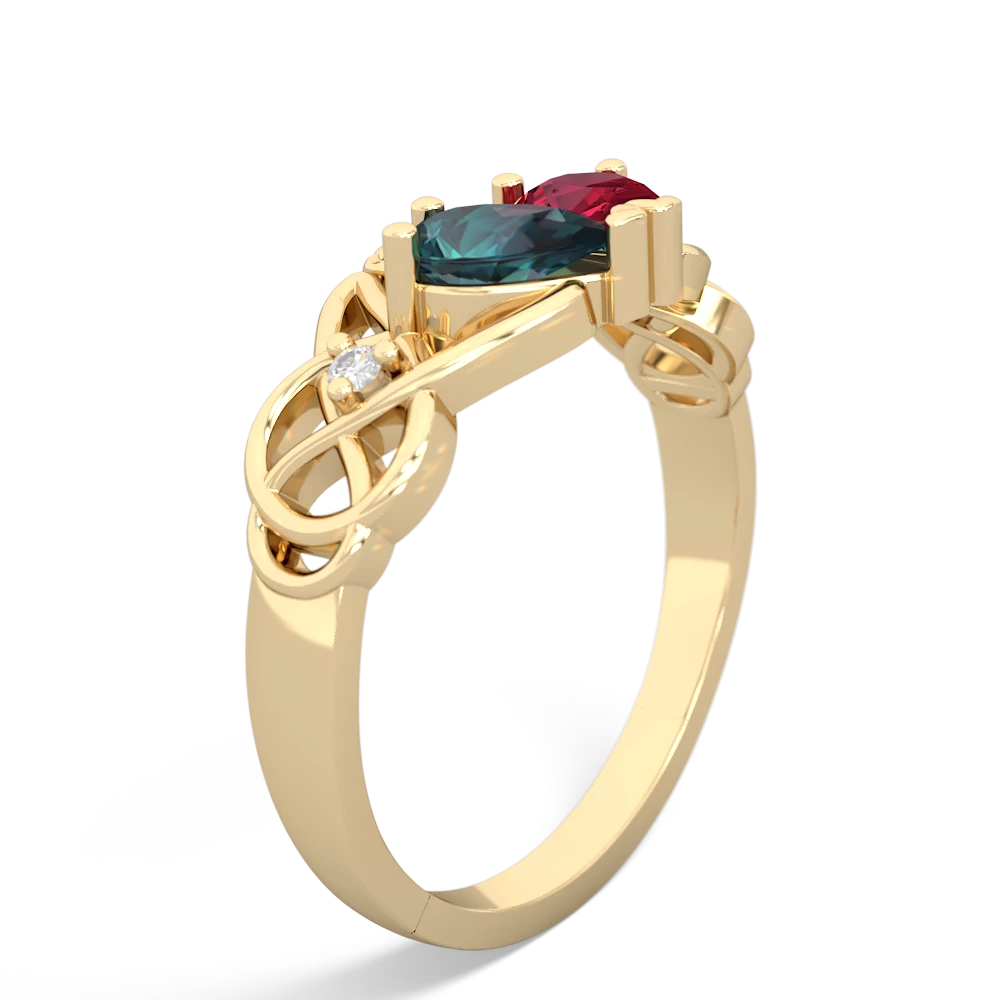 Alexandrite 'One Heart' Celtic Knot Claddagh 14K Yellow Gold ring R5322