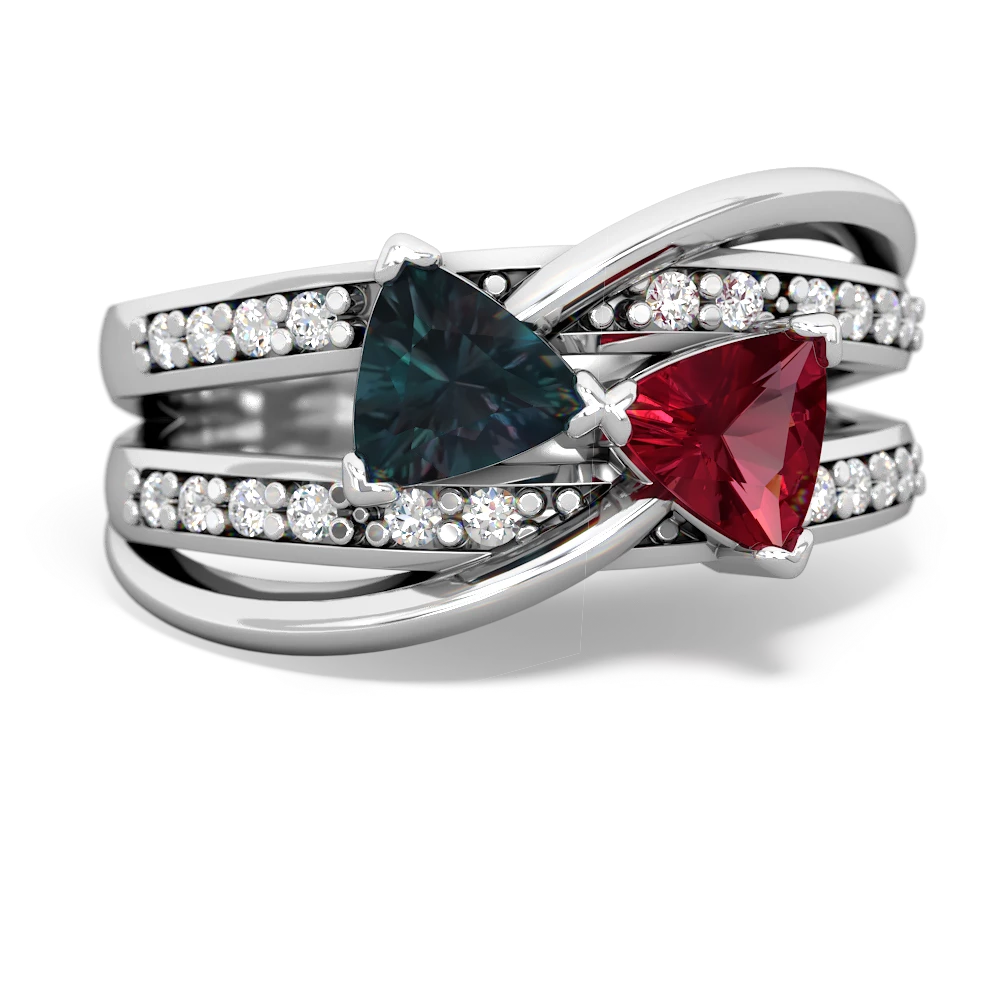 Alexandrite Bowtie 14K White Gold ring R2360