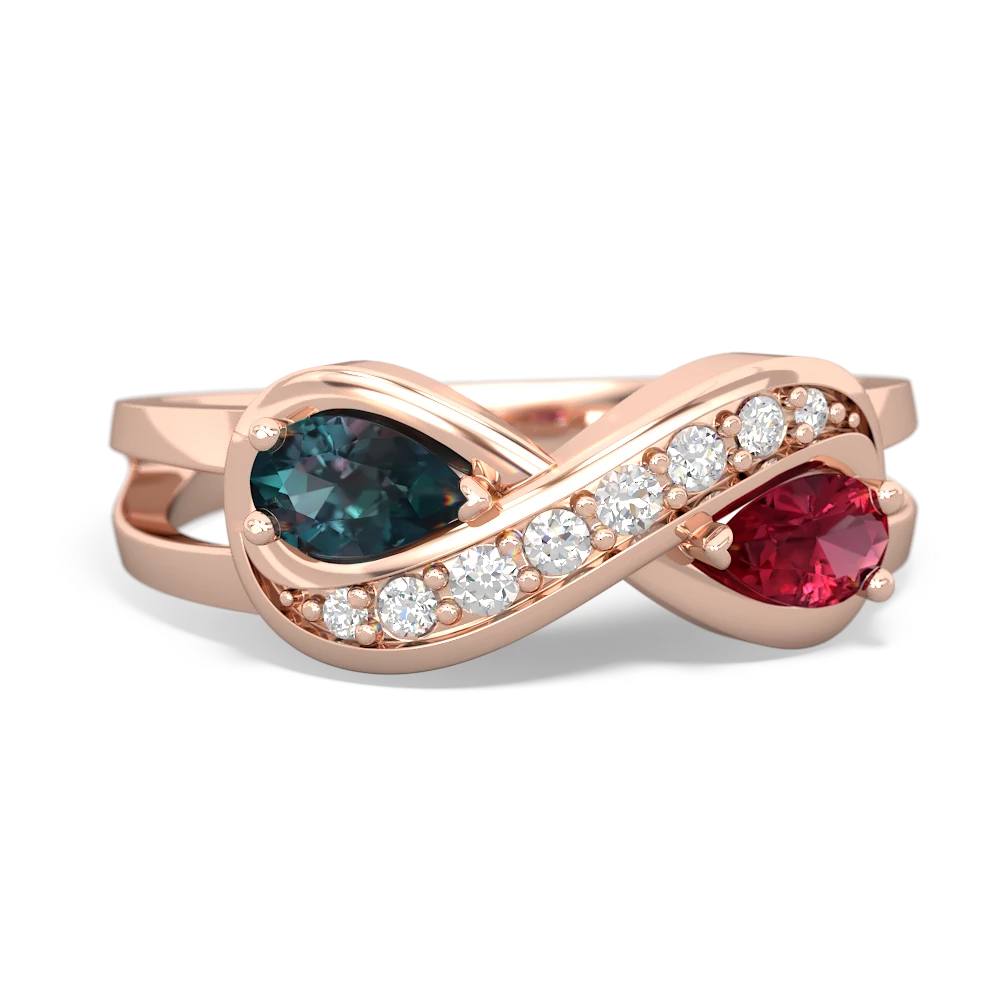 Alexandrite Diamond Infinity 14K Rose Gold ring R5390