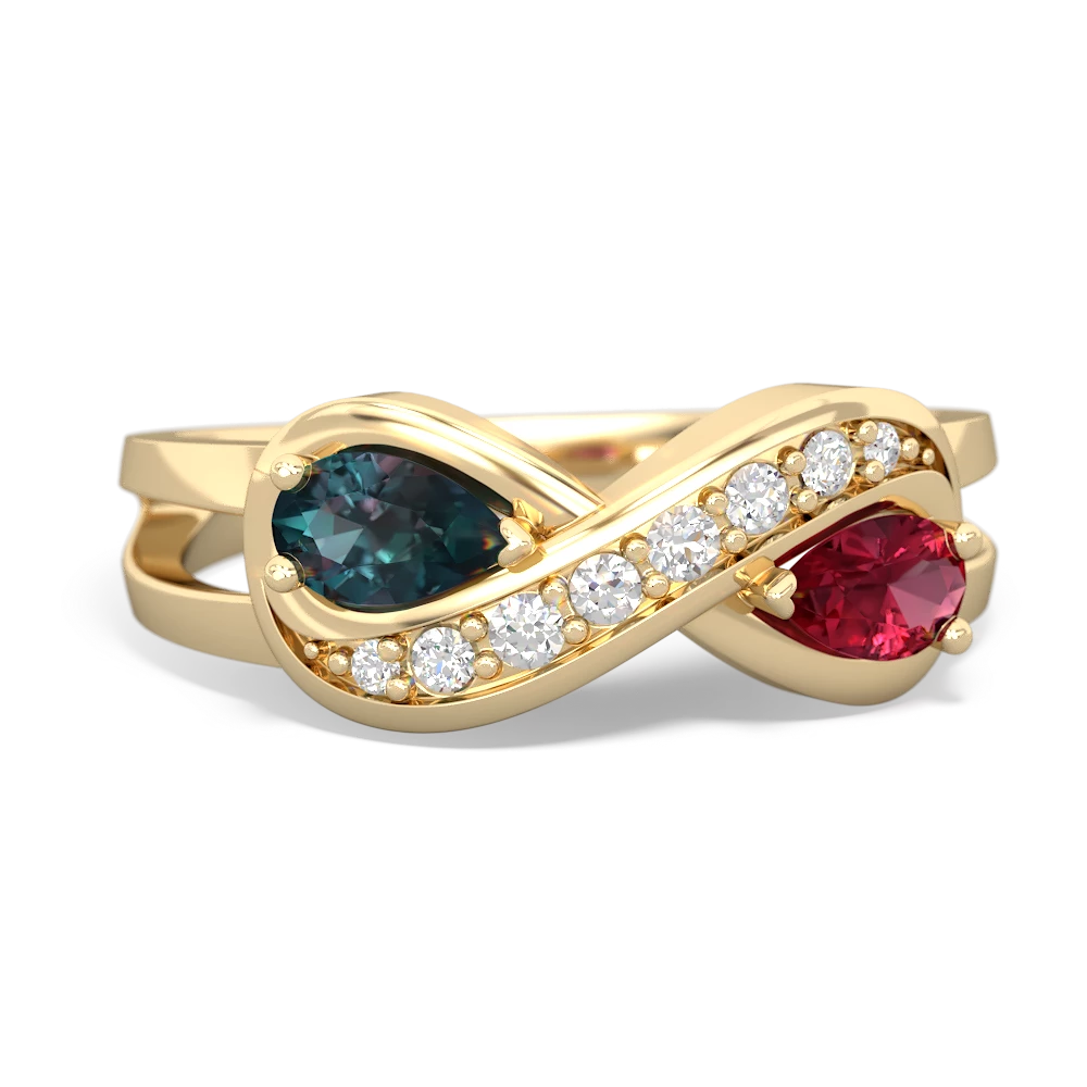 Alexandrite Diamond Infinity 14K Yellow Gold ring R5390