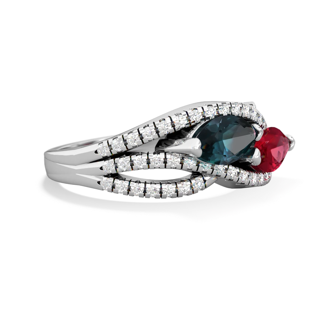 Alexandrite Diamond Rivers 14K White Gold ring R3070