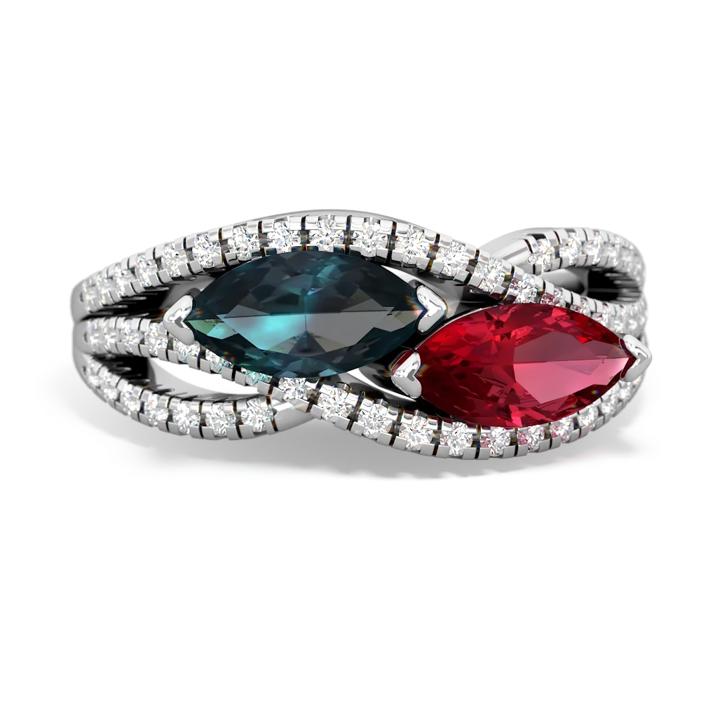 Alexandrite Diamond Rivers 14K White Gold ring R3070