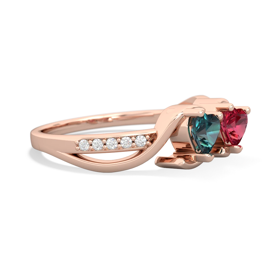 Alexandrite Side By Side 14K Rose Gold ring R3090