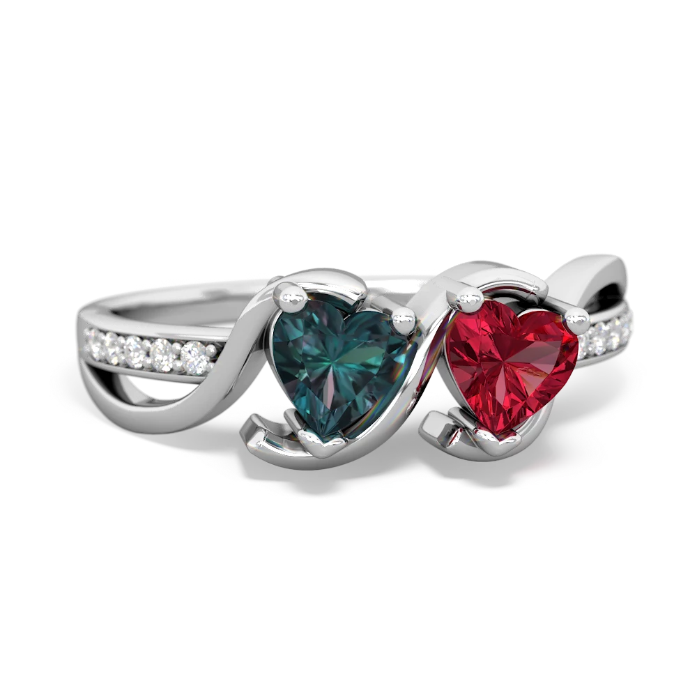 Alexandrite Side By Side 14K White Gold ring R3090