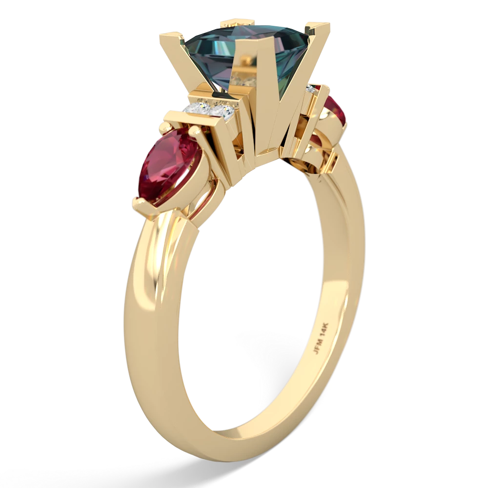 Alexandrite 6Mm Princess Eternal Embrace Engagement 14K Yellow Gold ring C2002