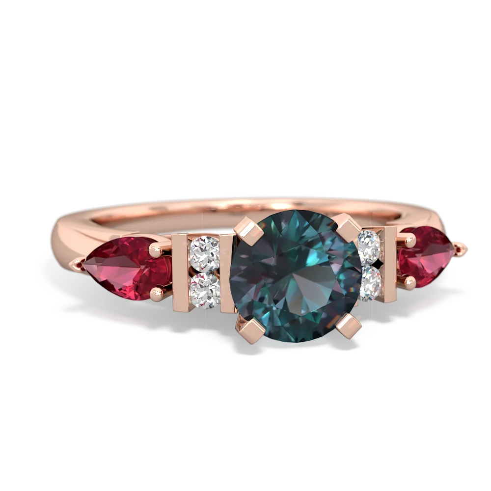 Alexandrite 6Mm Round Eternal Embrace Engagement 14K Rose Gold ring R2005