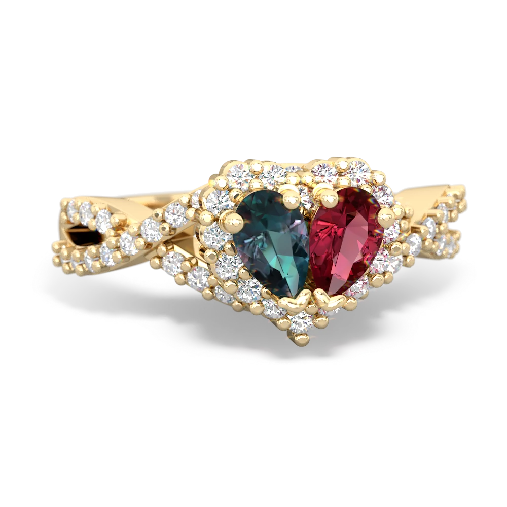 Alexandrite Diamond Twist 'One Heart' 14K Yellow Gold ring R2640HRT