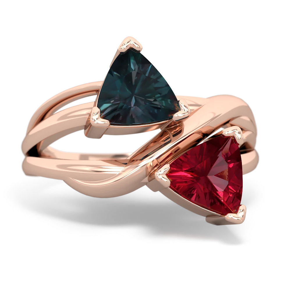 Alexandrite Split Band Swirl 14K Rose Gold ring R2341