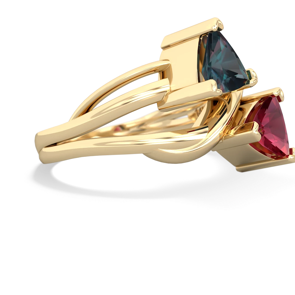 Alexandrite Split Band Swirl 14K Yellow Gold ring R2341