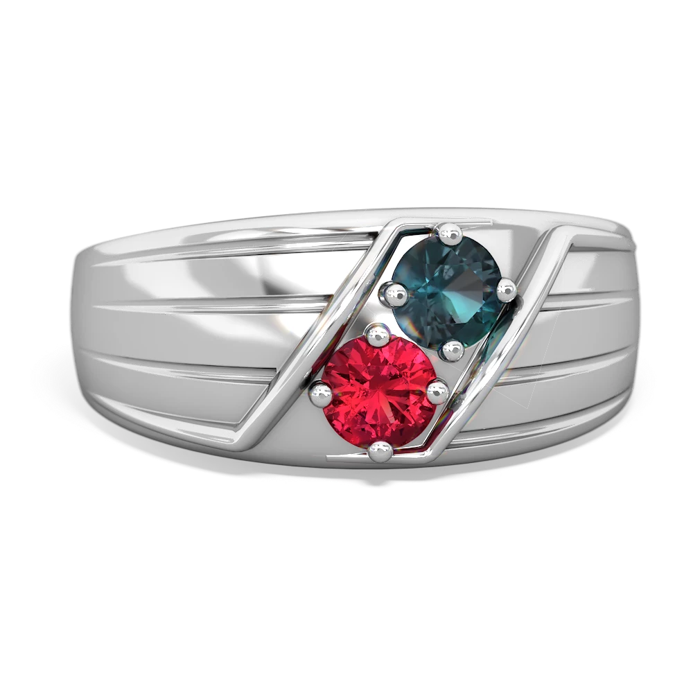 Alexandrite Men's Streamline 14K White Gold ring R0460