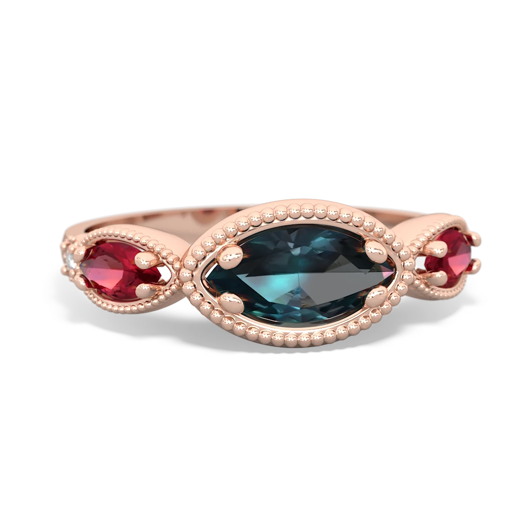 Alexandrite Milgrain Marquise 14K Rose Gold ring R5700