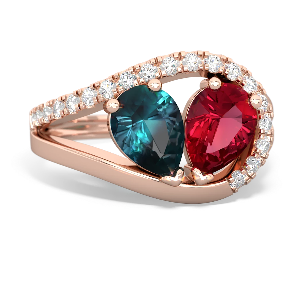 Alexandrite Nestled Heart Keepsake 14K Rose Gold ring R5650