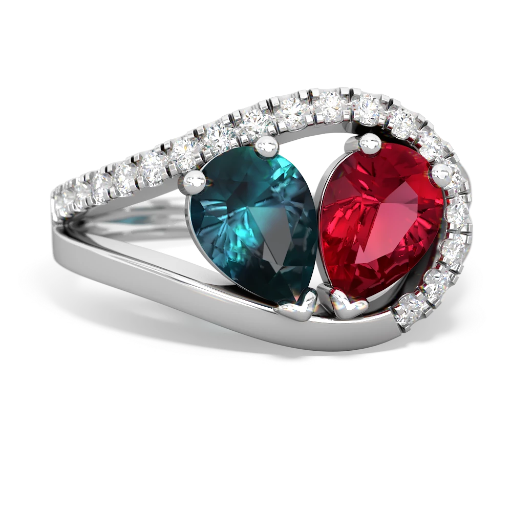 Alexandrite Nestled Heart Keepsake 14K White Gold ring R5650