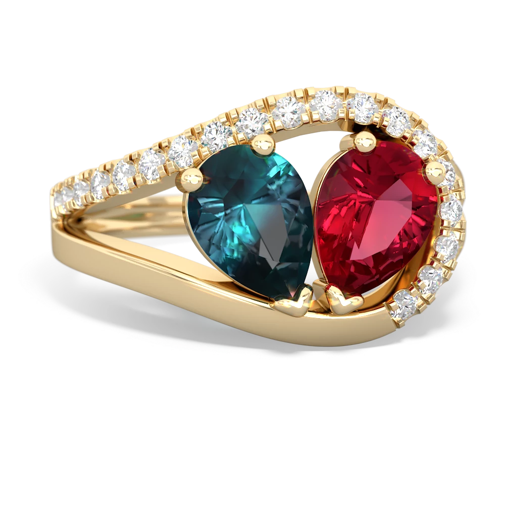 Alexandrite Nestled Heart Keepsake 14K Yellow Gold ring R5650