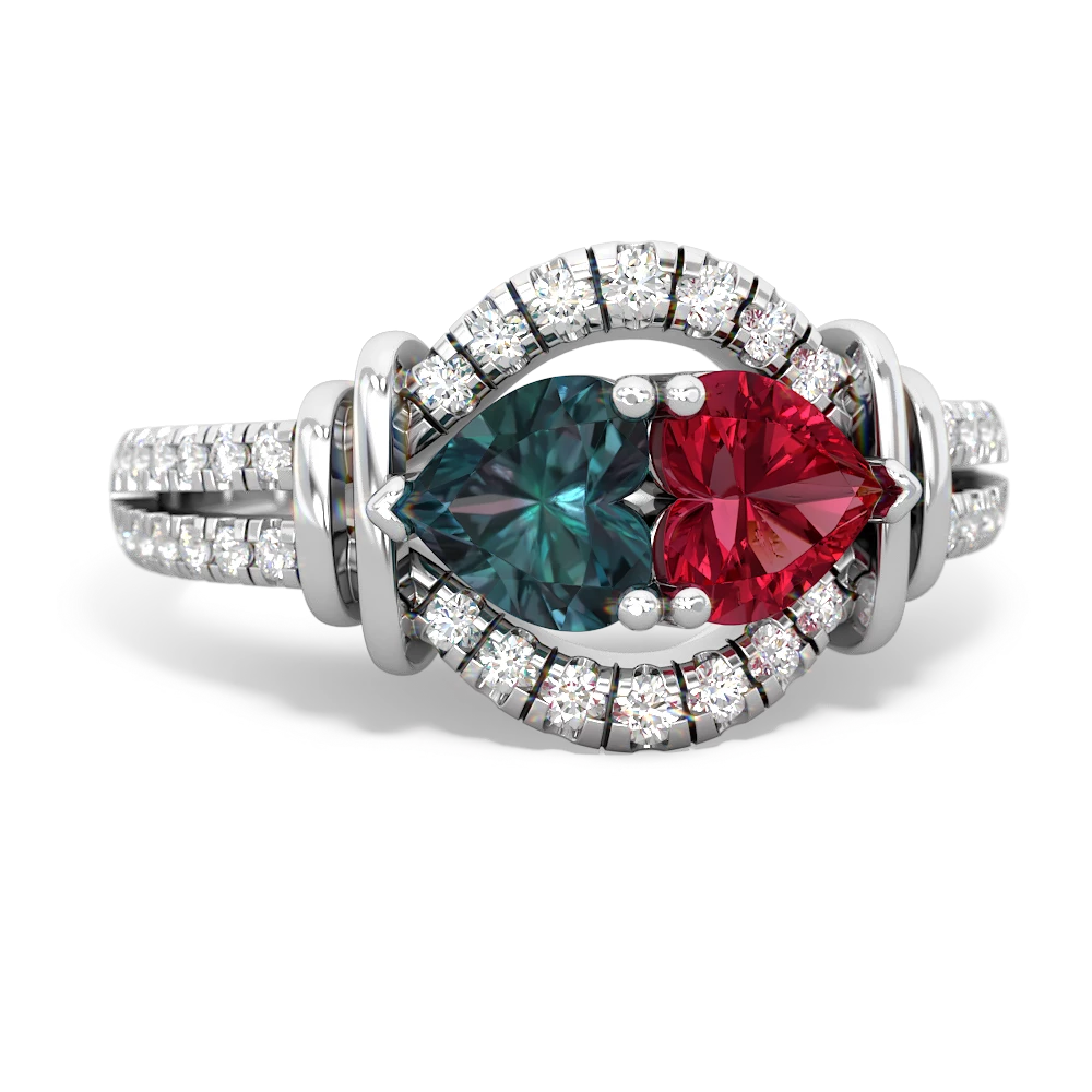 Alexandrite Art-Deco Keepsake 14K White Gold ring R5630