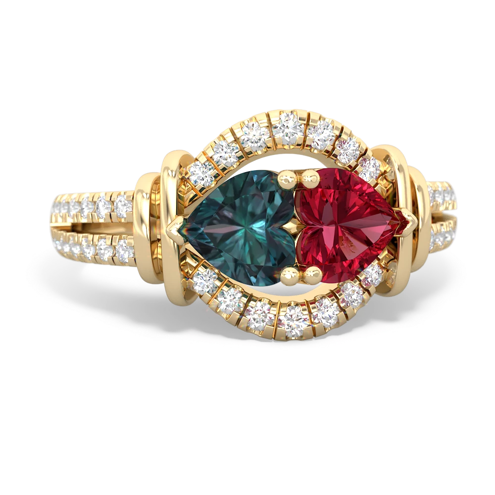 Alexandrite Art-Deco Keepsake 14K Yellow Gold ring R5630