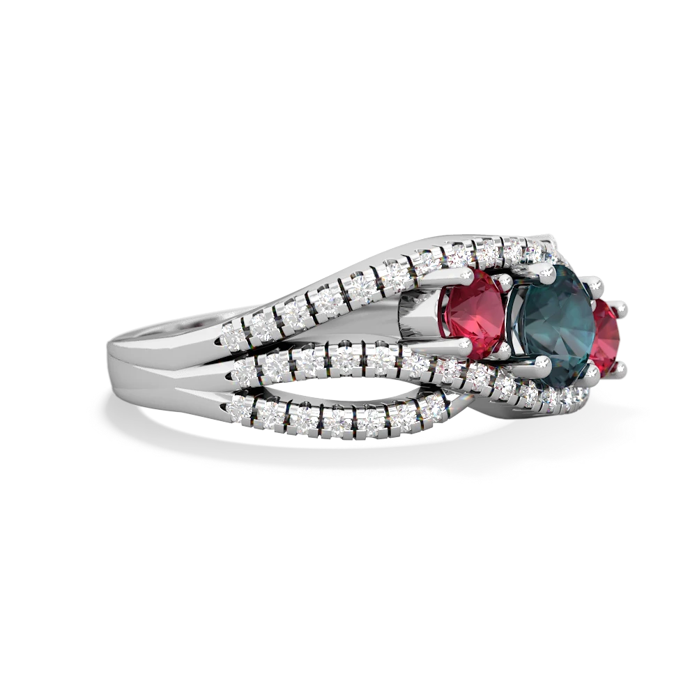 Alexandrite Three Stone Aurora 14K White Gold ring R3080