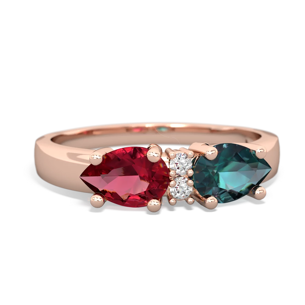 Alexandrite Pear Bowtie 14K Rose Gold ring R0865