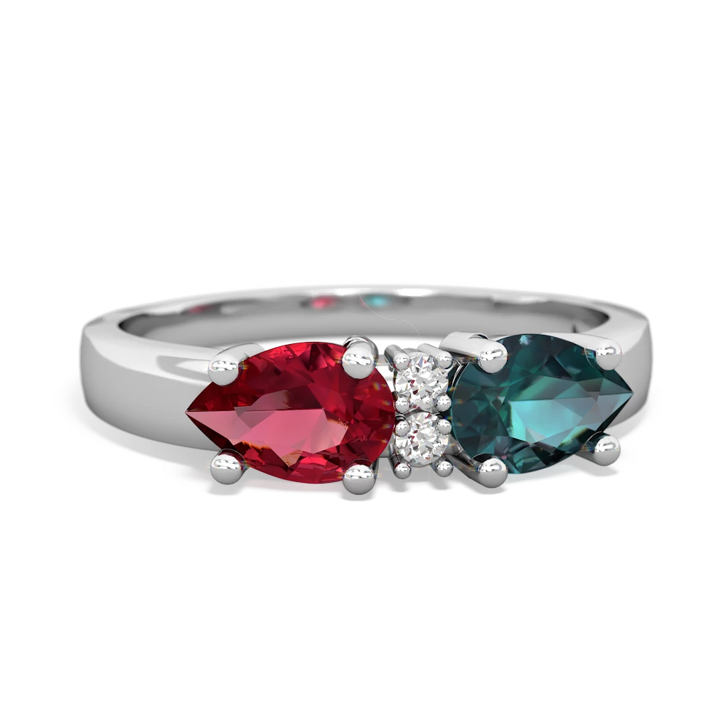 Alexandrite Pear Bowtie 14K White Gold ring R0865