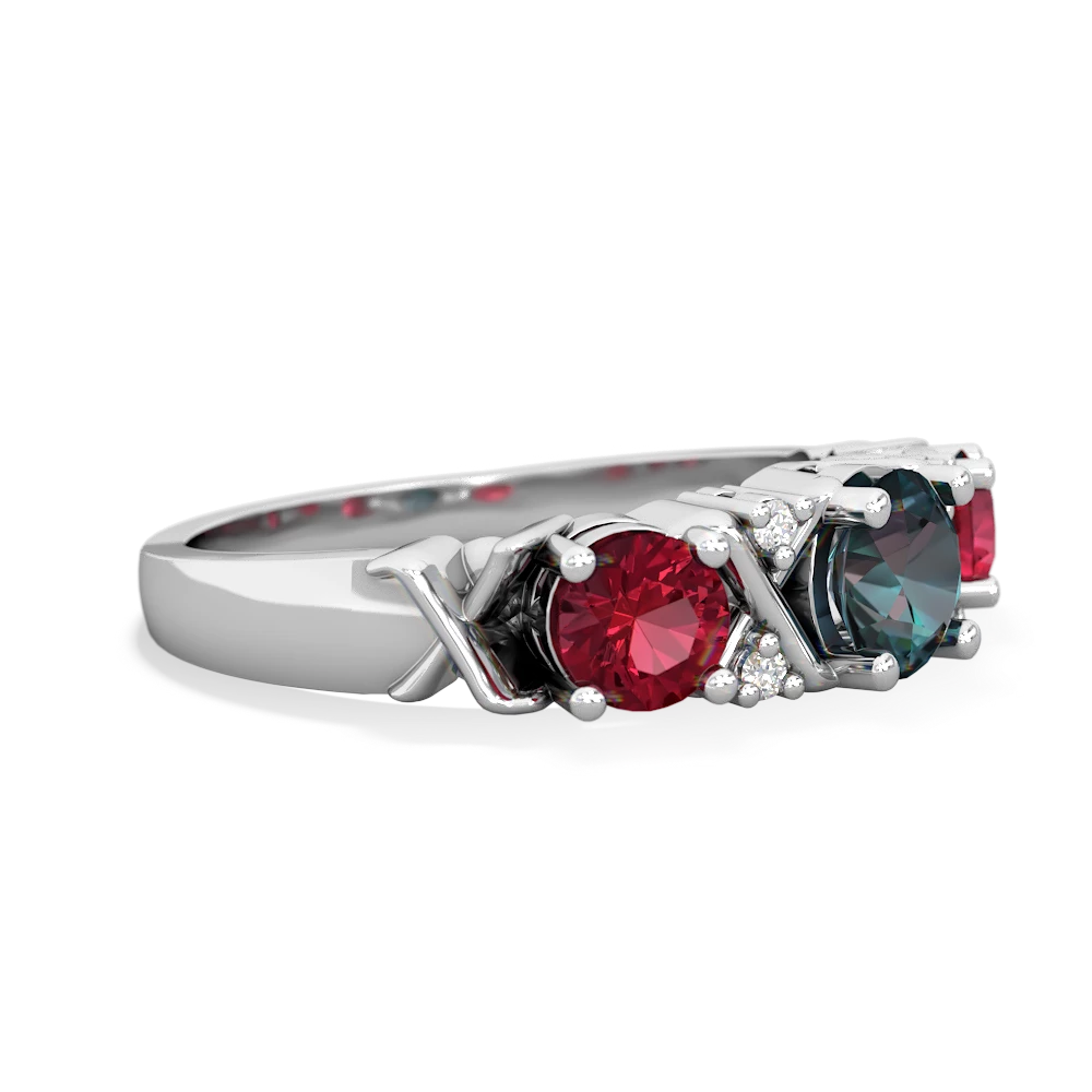 Alexandrite Hugs And Kisses 14K White Gold ring R5016