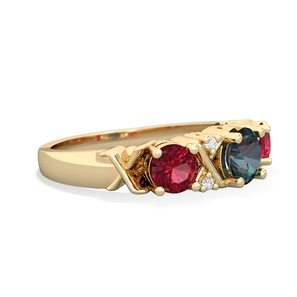 Alexandrite Hugs And Kisses 14K Yellow Gold ring R5016