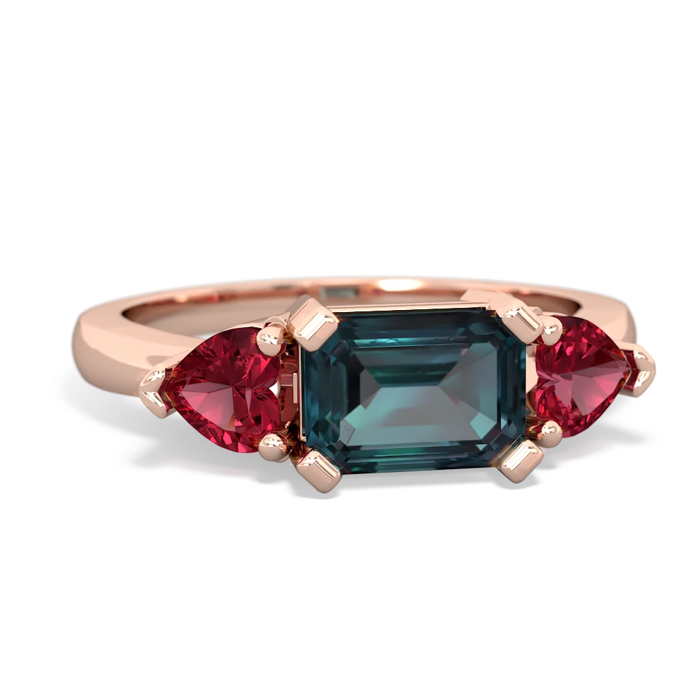 Alexandrite Three Stone 14K Rose Gold ring R5235