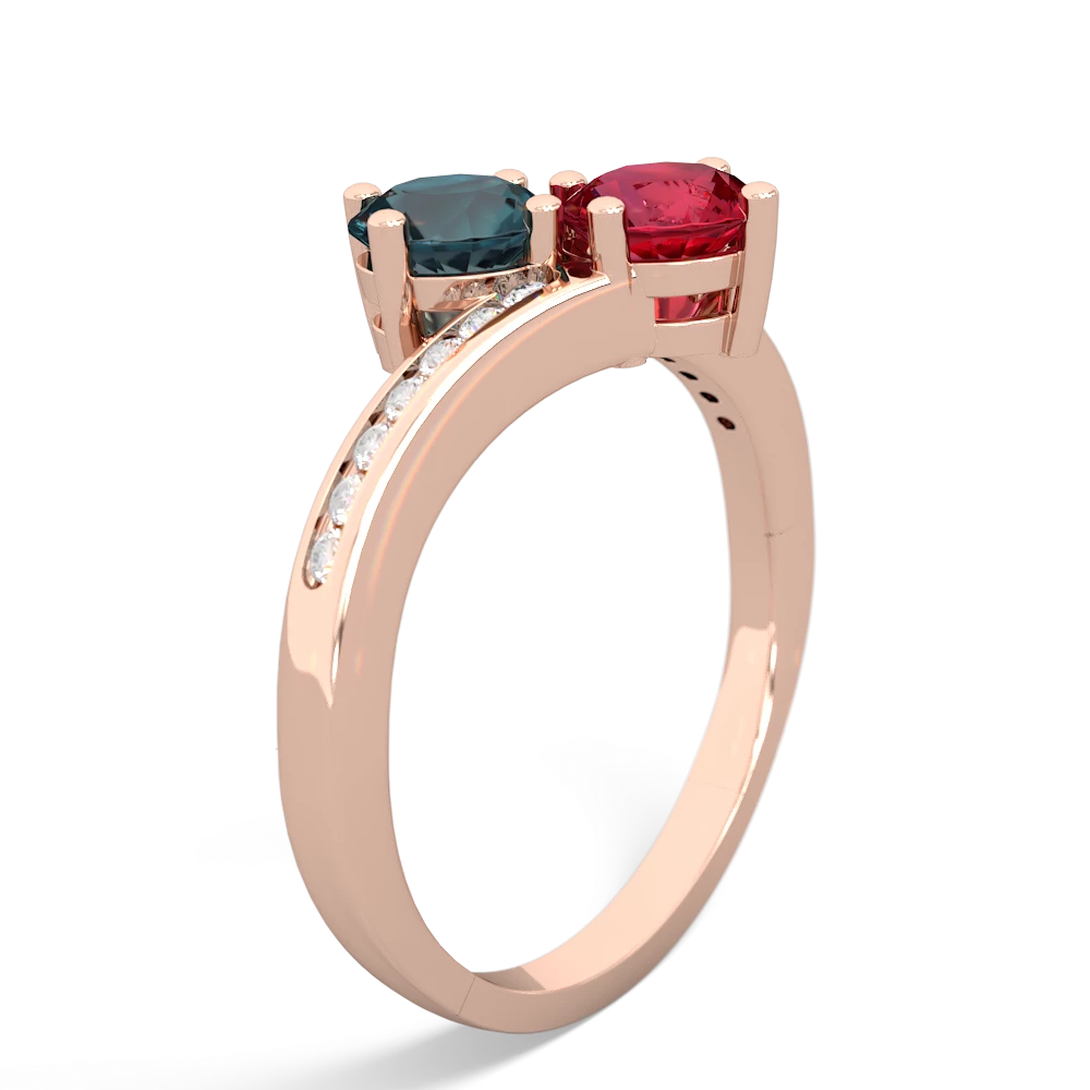 Alexandrite Channel Set Two Stone 14K Rose Gold ring R5303