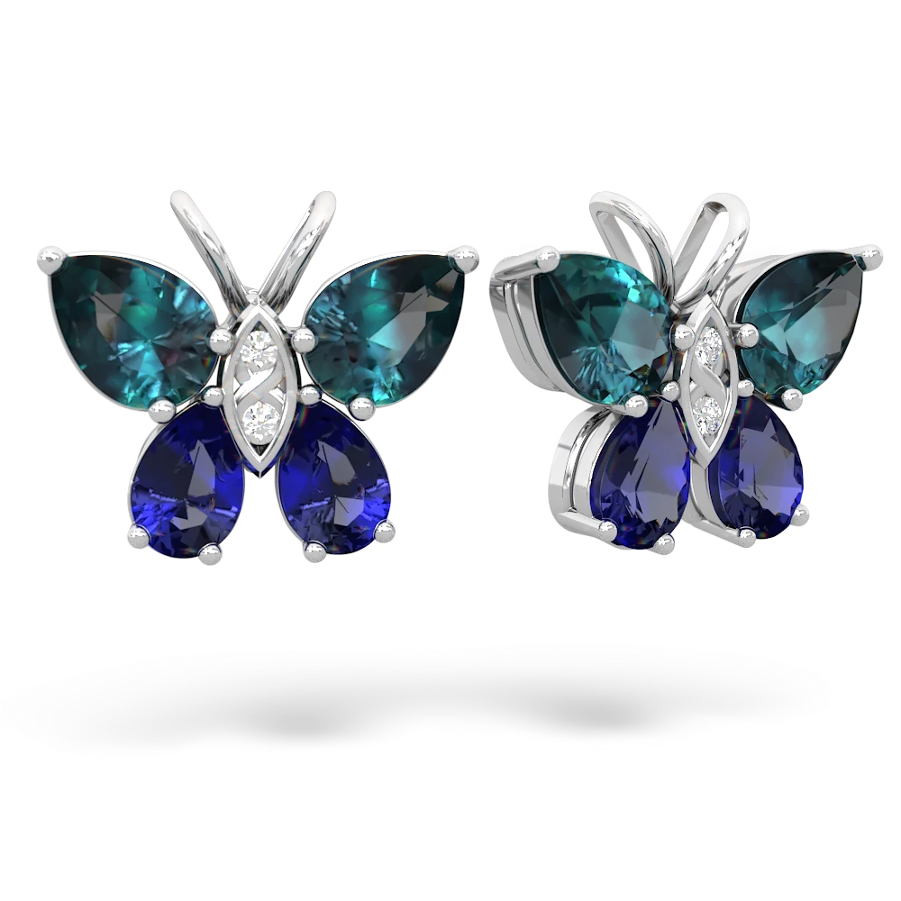 Alexandrite Butterfly 14K White Gold earrings E2215