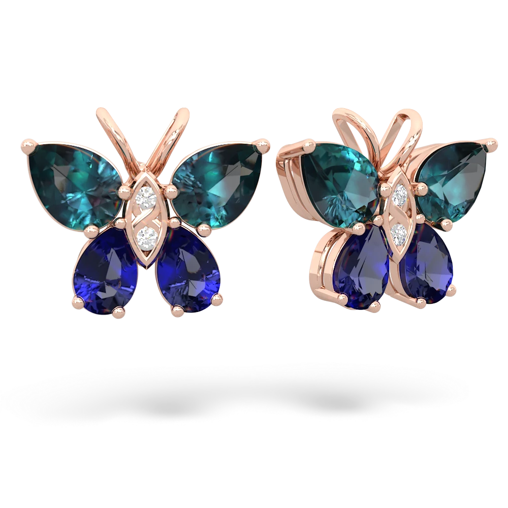 Alexandrite Butterfly 14K Rose Gold earrings E2215