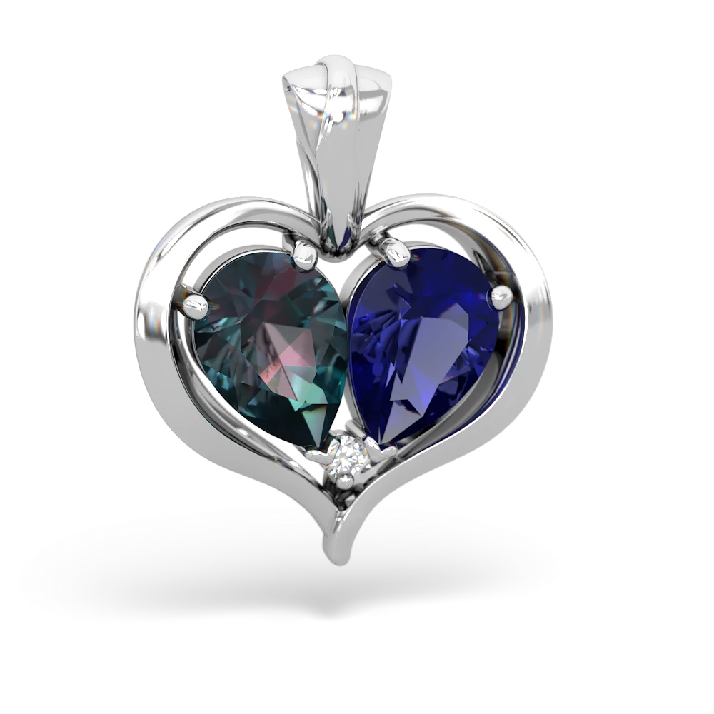 Alexandrite Two Become One 14K White Gold pendant P5330