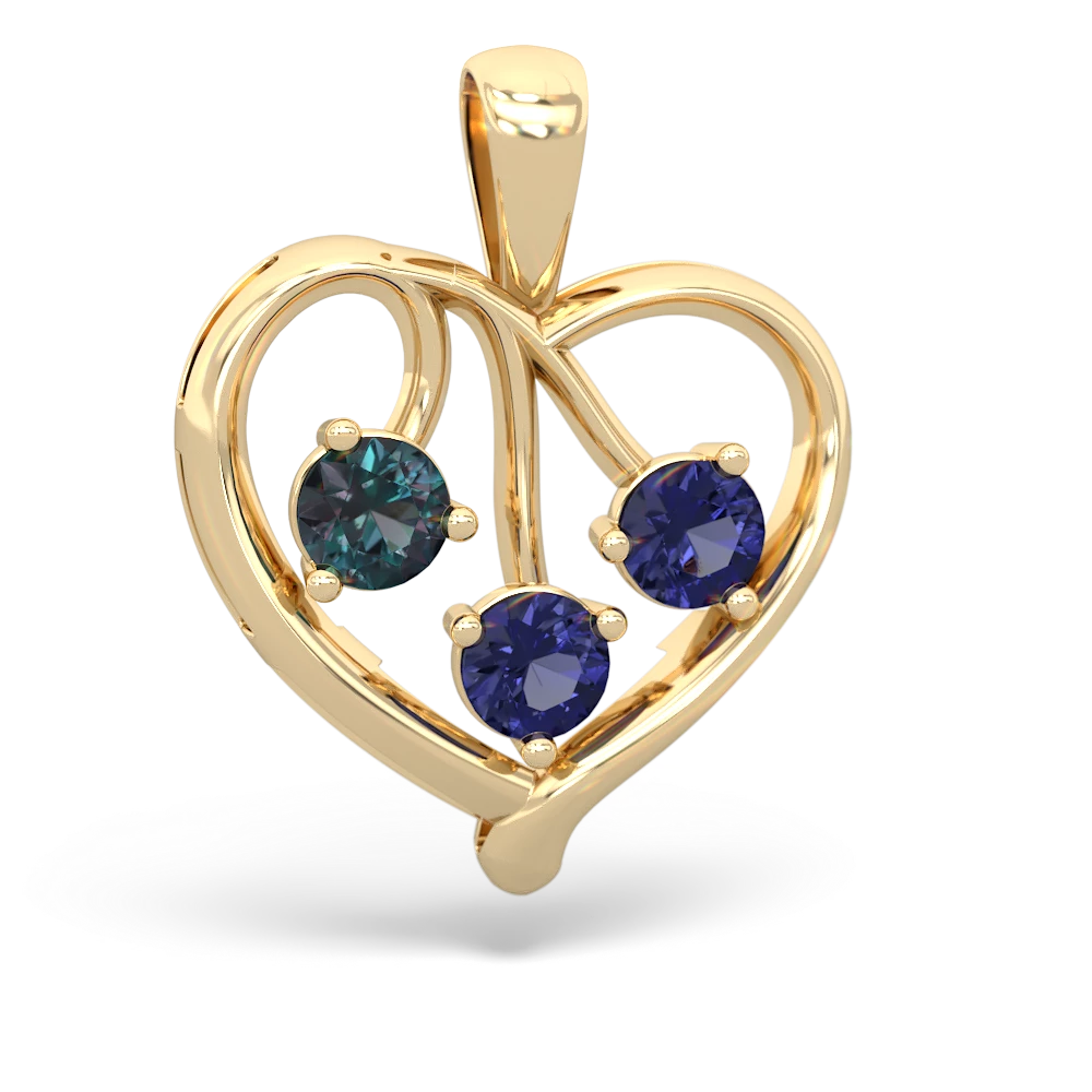 Alexandrite Glowing Heart 14K Yellow Gold pendant P2233