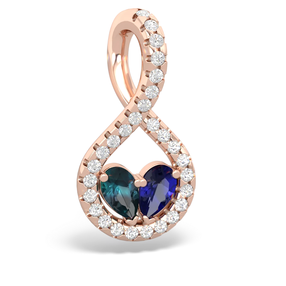 Alexandrite Pave Twist 'One Heart' 14K Rose Gold pendant P5360