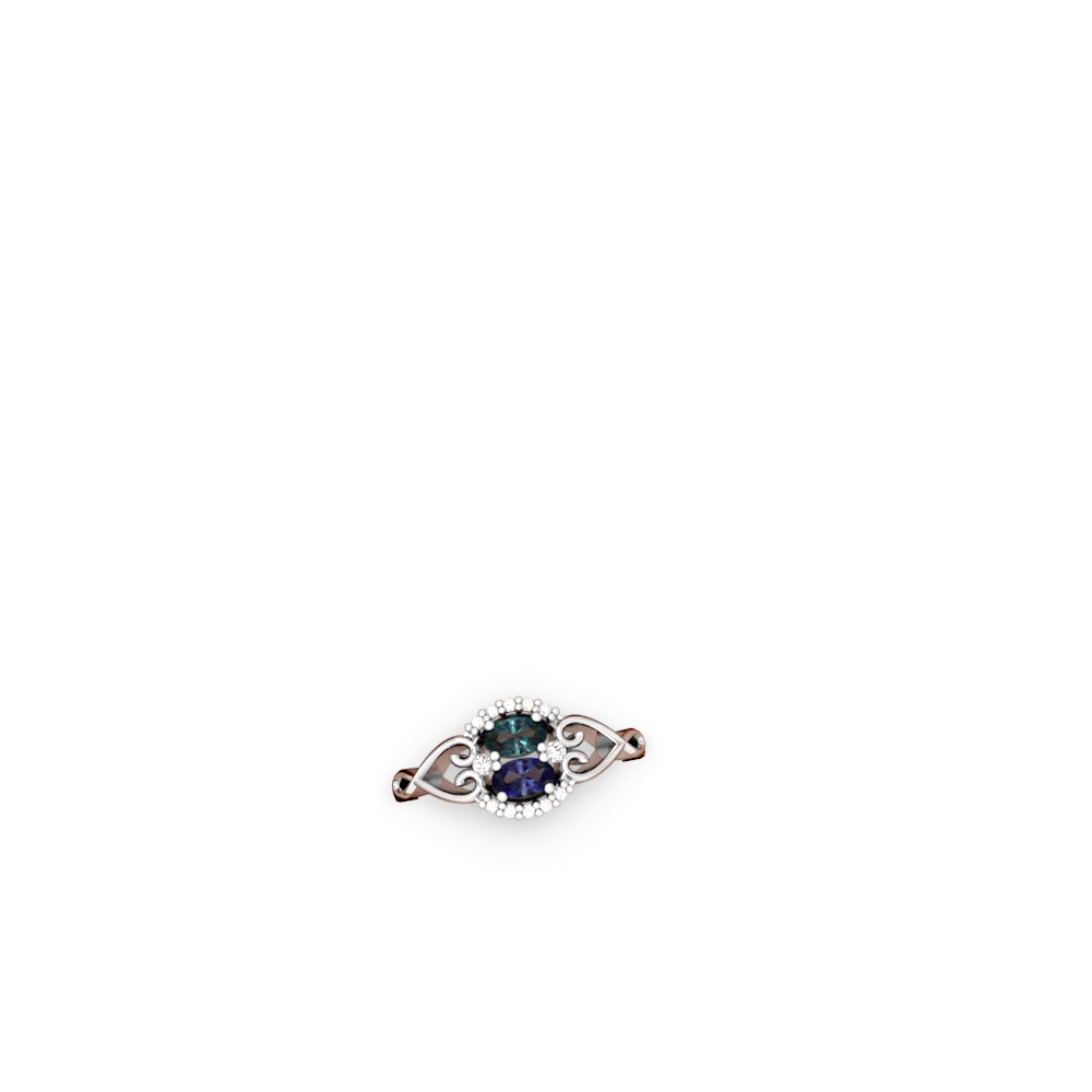 Alexandrite Love Nest 14K White Gold ring R5860