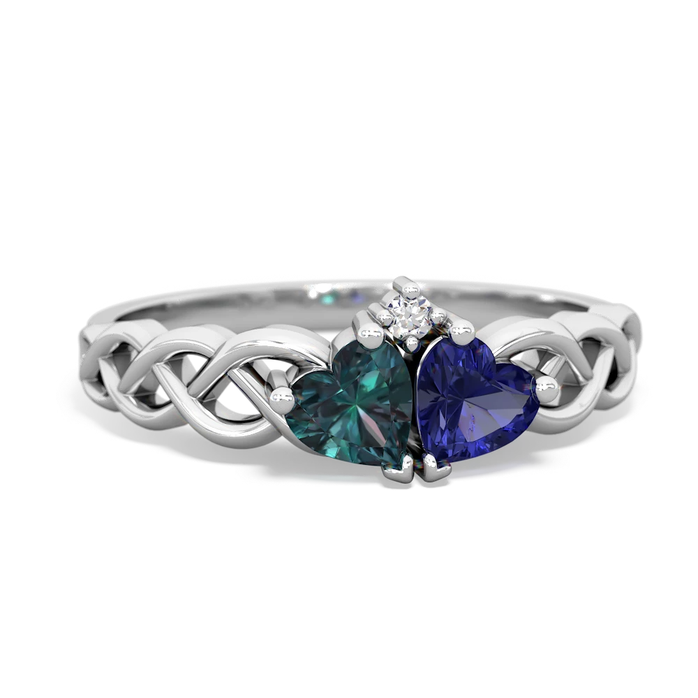 Alexandrite Heart To Heart Braid 14K White Gold ring R5870