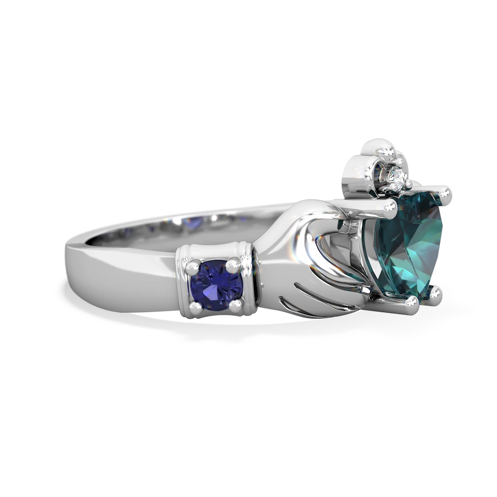 Alexandrite Claddagh Keepsake 14K White Gold ring R5245