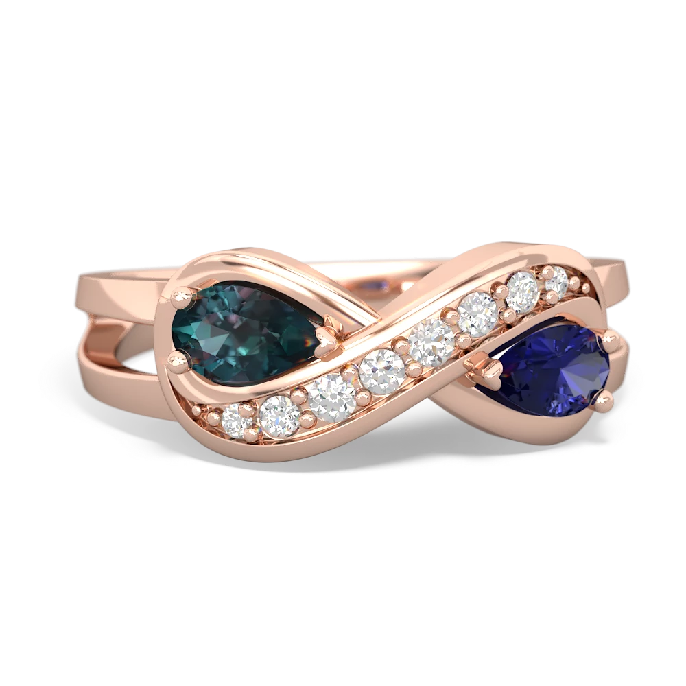 Alexandrite Diamond Infinity 14K Rose Gold ring R5390