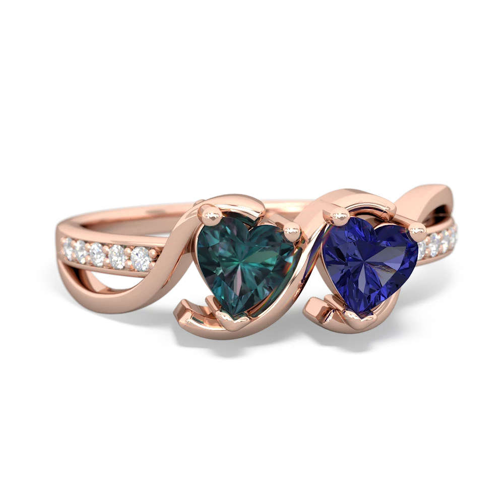Alexandrite Side By Side 14K Rose Gold ring R3090