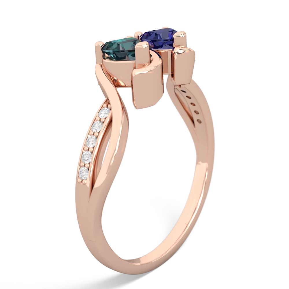 Alexandrite Side By Side 14K Rose Gold ring R3090