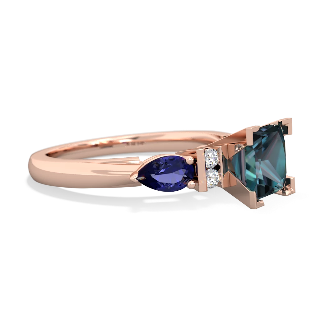 Alexandrite 6Mm Princess Eternal Embrace Engagement 14K Rose Gold ring C2002