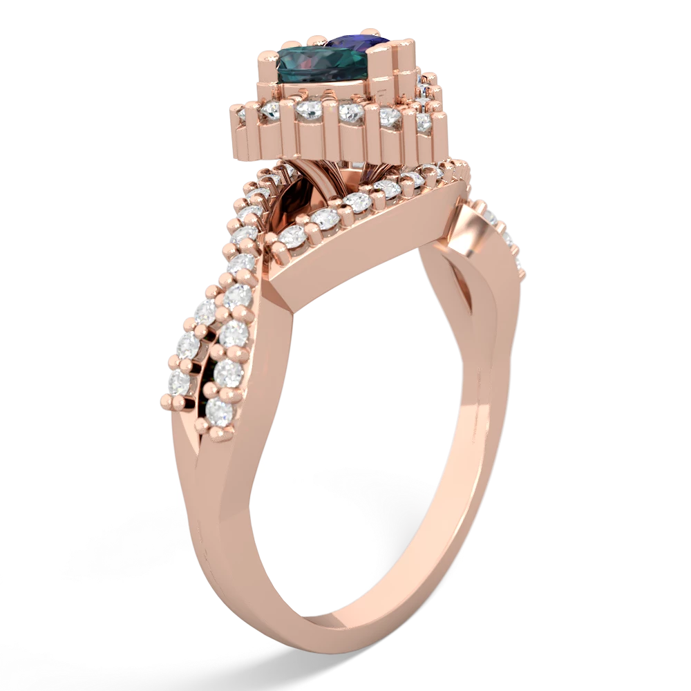 Alexandrite Diamond Twist 'One Heart' 14K Rose Gold ring R2640HRT