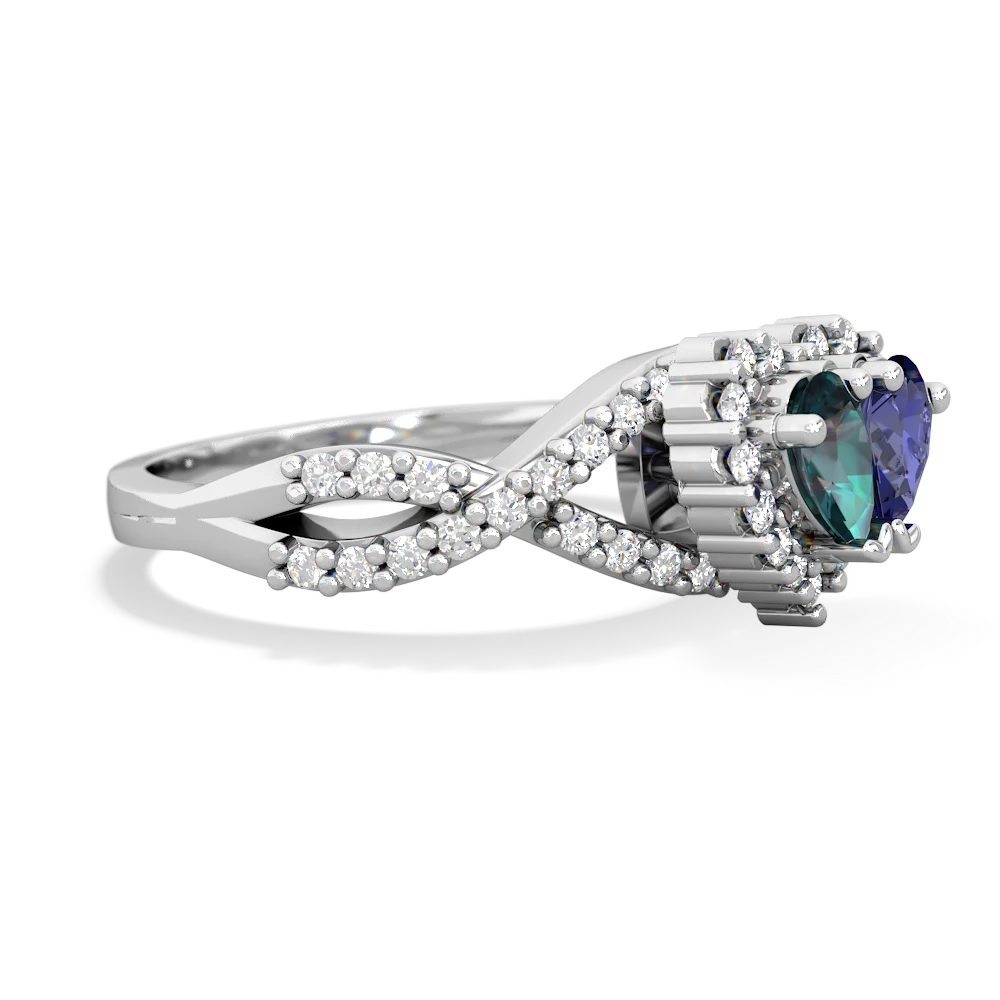 Alexandrite Diamond Twist 'One Heart' 14K White Gold ring R2640HRT