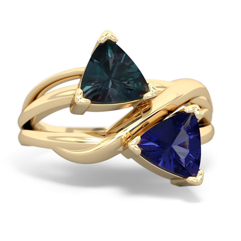 Alexandrite Split Band Swirl 14K Yellow Gold ring R2341