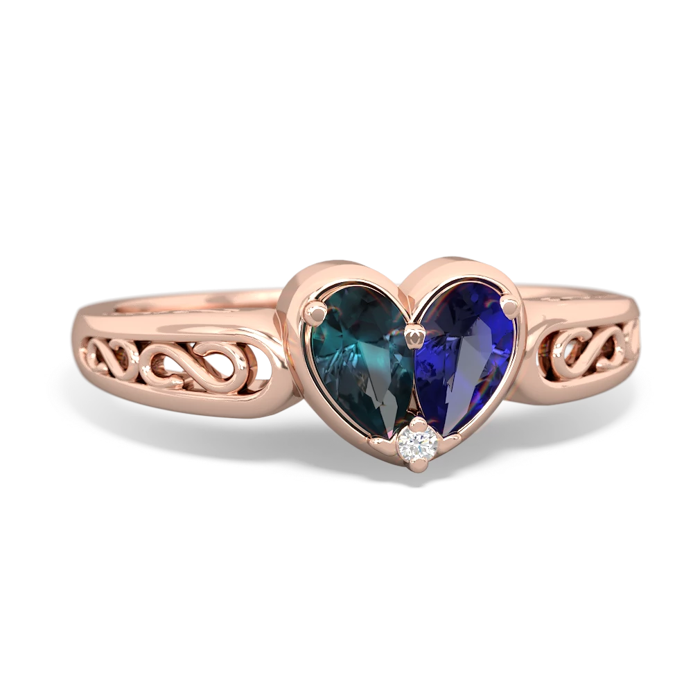 Alexandrite Filligree 'One Heart' 14K Rose Gold ring R5070