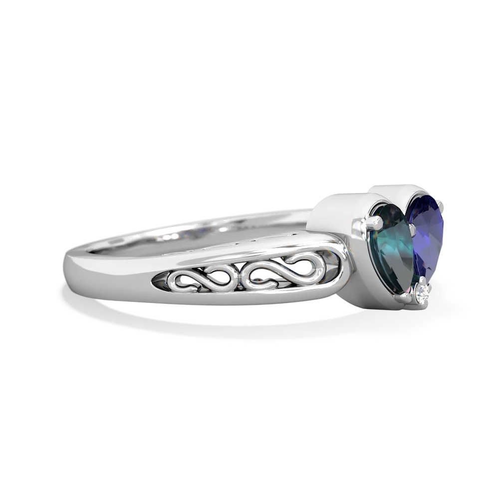 Alexandrite Filligree 'One Heart' 14K White Gold ring R5070