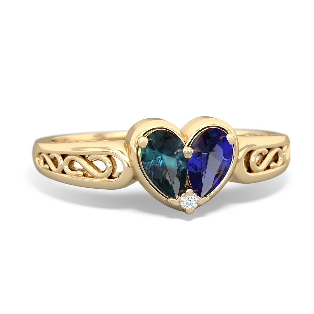 Alexandrite Filligree 'One Heart' 14K Yellow Gold ring R5070