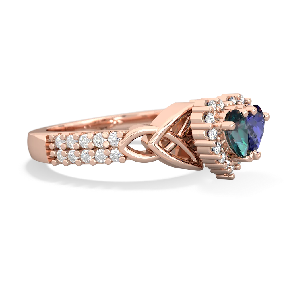 Alexandrite Celtic Knot Two Hearts As One 14K Rose Gold ring R2644HRT