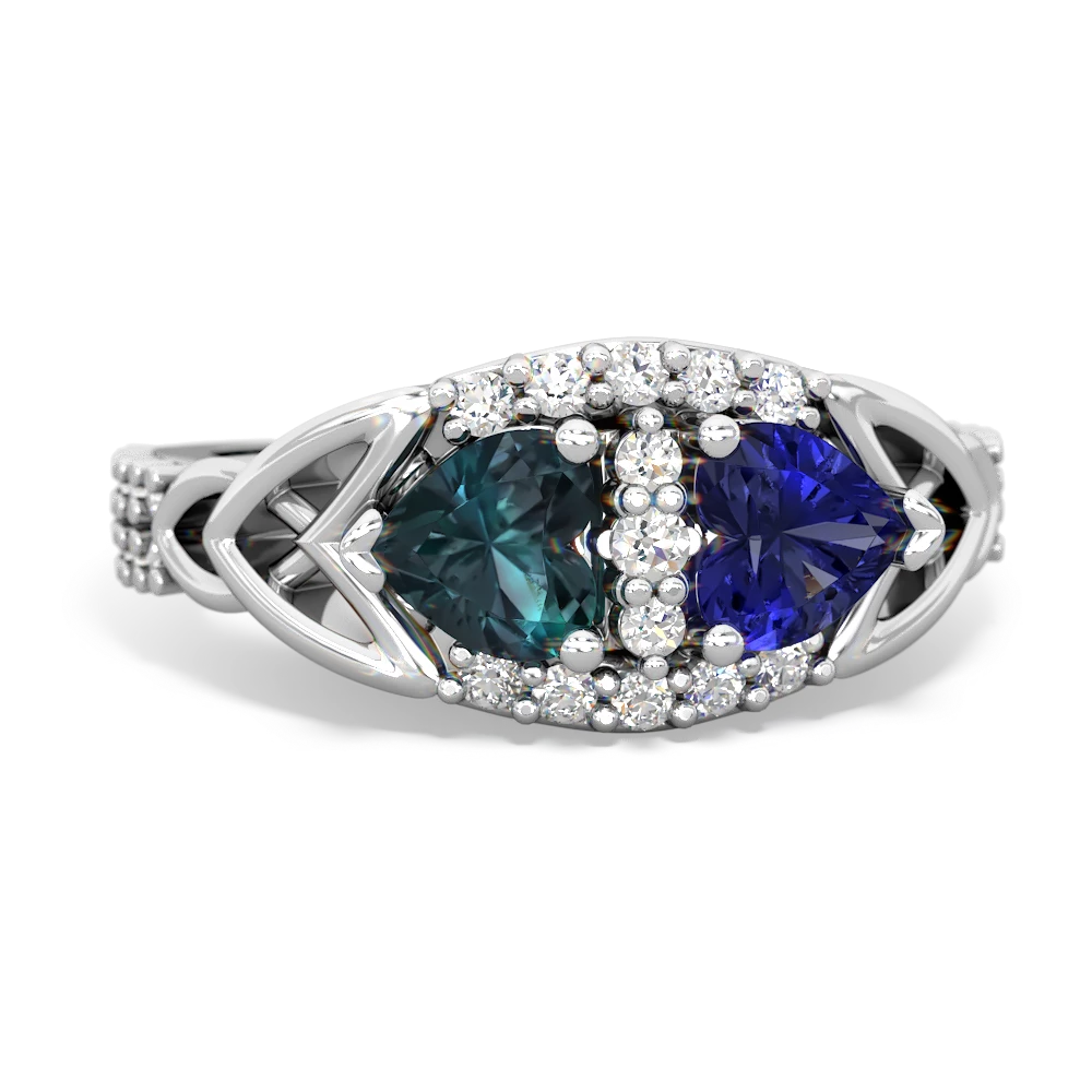 Alexandrite Sparkling Celtic Knot 14K White Gold ring R2645